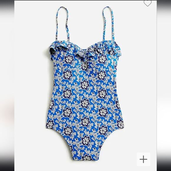 J CREW Blue Floral One-Piece Swimsuit Size 0 NWT - Picture 1 of 6